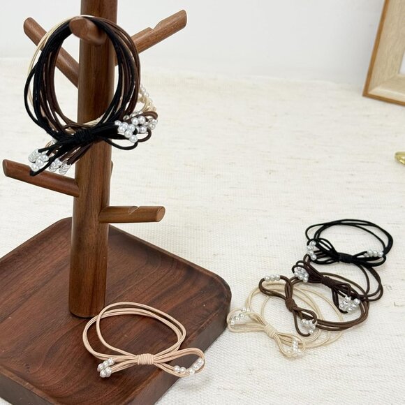 10 Pack Bow Hair Ties Faux Pearl Elastic Ponytail Holders for Women - Picture 6 of 6